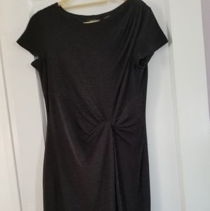 Short Sleeve Black Beaded Dress